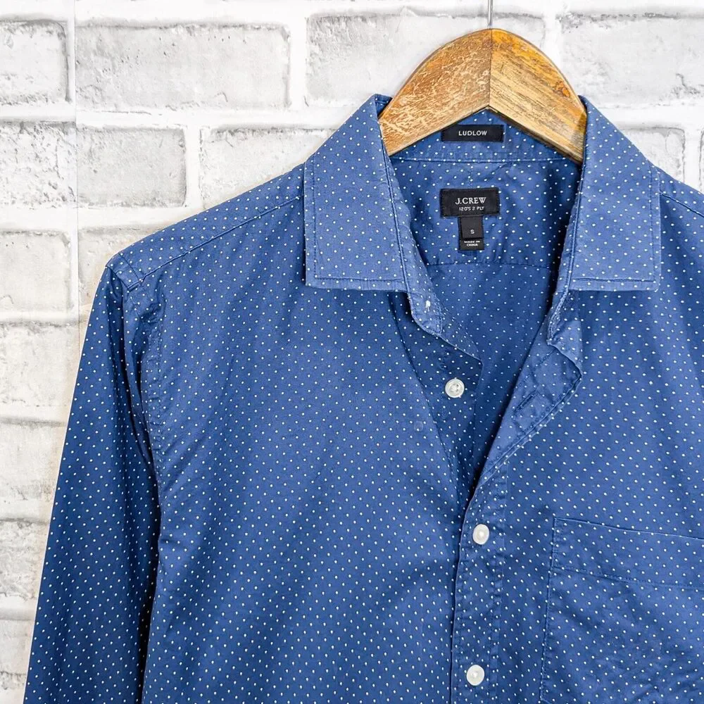 J. Crew Ludlow Men's Button up Shirt Blue w Mini Polka dot size Small